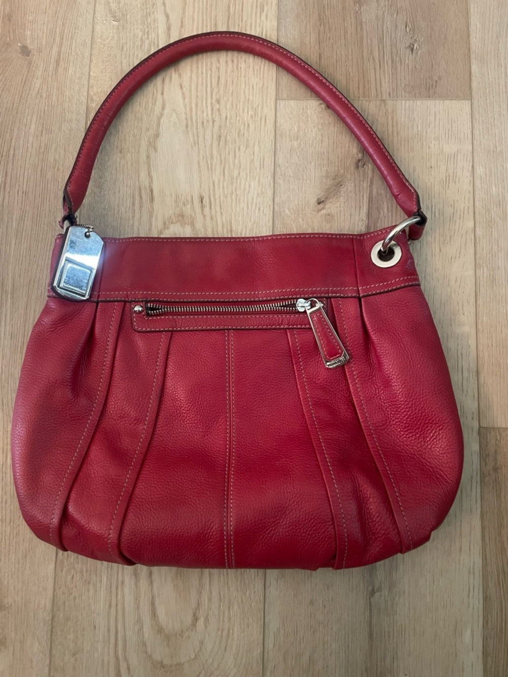 Tignanello Red Leather Shoulder Bag - Classic Women's Handbag